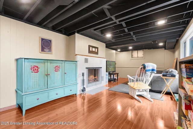 1395 Biscayne Way, Haslett, MI 48840 - living room with wood finished floors and a fireplace