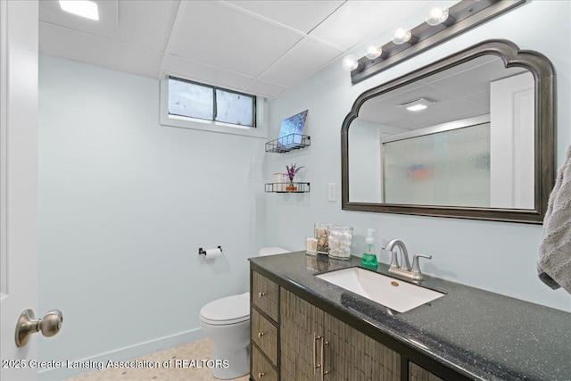 1395 Biscayne Way, Haslett, MI 48840 - full bath featuring vanity, a stall shower, a paneled ceiling, and tile patterned flooring