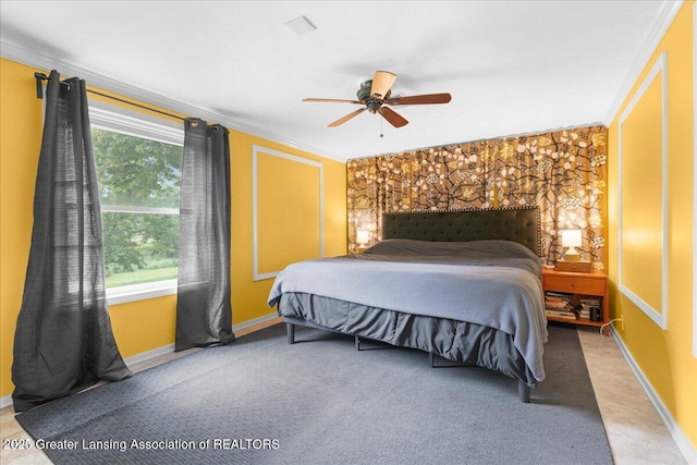 1395 Biscayne Way, Haslett, MI 48840 - carpeted bedroom featuring ornamental molding and ceiling fan