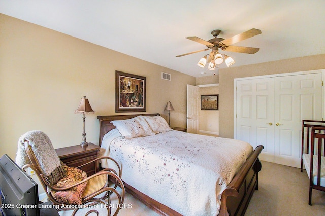 10696 W Clark Rd, Eagle, MI 48822 - carpeted bedroom featuring a closet and a ceiling fan