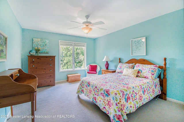10696 W Clark Rd, Eagle, MI 48822 - bedroom with carpet flooring and ceiling fan
