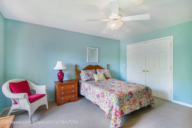 10696 W Clark Rd, Eagle, MI 48822 - carpeted bedroom featuring a closet and a ceiling fan
