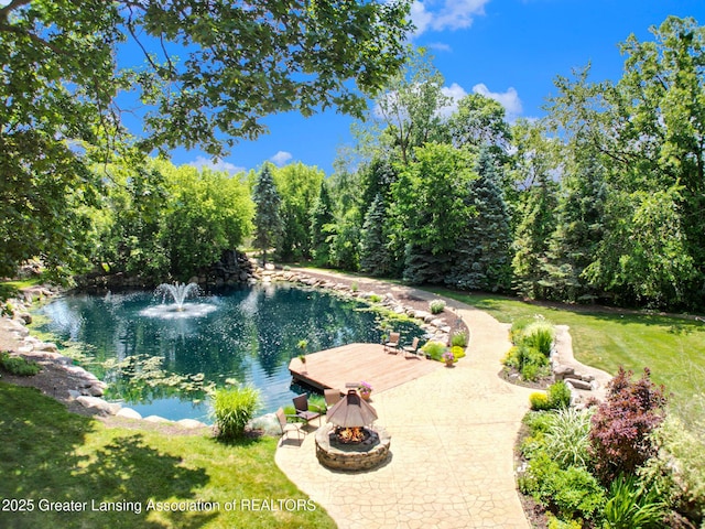 10696 W Clark Rd, Eagle, MI 48822 - view of pool featuring a fire pit and a lawn