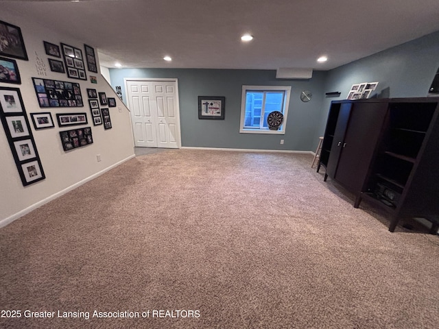 2665 Allium Dr, Holt, MI 48842 - finished below grade area featuring carpet flooring and recessed lighting