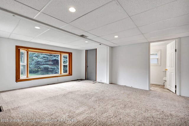 321 Lamb St, Perry, MI 48872 - empty room featuring carpet, recessed lighting, and a paneled ceiling
