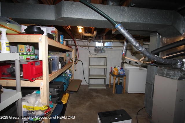 10996 Benton Rd, Grand Ledge, MI 48837 - unfinished basement with washer / clothes dryer and heating unit