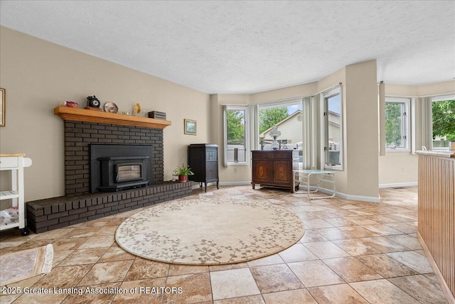 527 Day Rd, Owosso, MI 48867 - living room featuring plenty of natural light, a textured ceiling, and tile patterned floors
