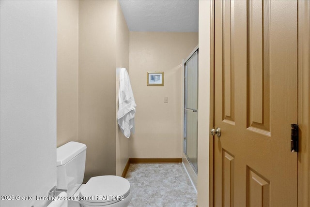 527 Day Rd, Owosso, MI 48867 - full bathroom featuring a shower with door and a textured ceiling