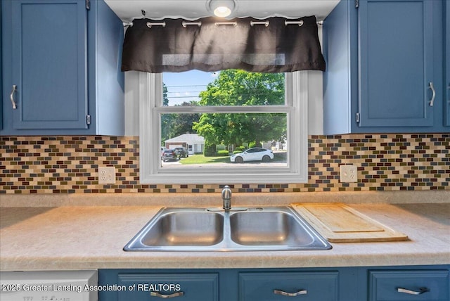 2218 Coolridge Rd, Holt, MI 48842 - kitchen featuring blue cabinetry and light countertops