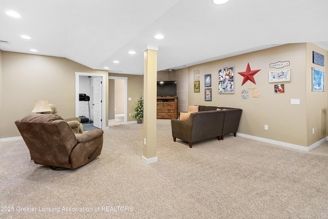 14747 Forest Hill Rd, Grand Ledge, MI 48837 - living area featuring light carpet and recessed lighting