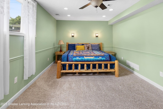 14747 Forest Hill Rd, Grand Ledge, MI 48837 - carpeted bedroom with recessed lighting and ceiling fan