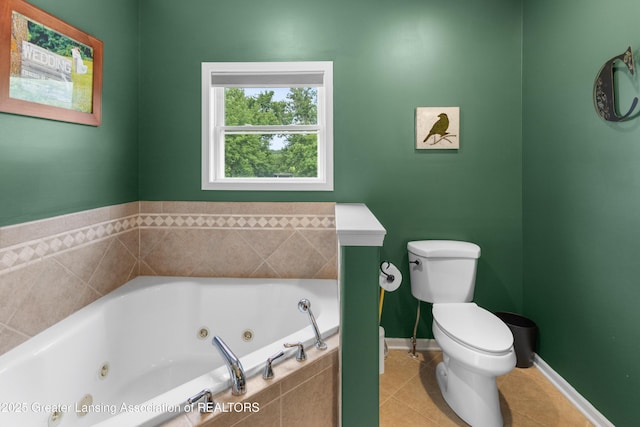 14747 Forest Hill Rd, Grand Ledge, MI 48837 - full bathroom with a tub with jets and tile patterned floors