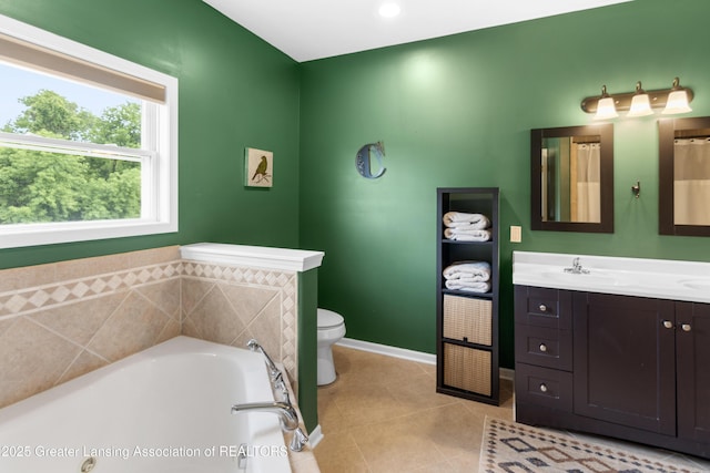 14747 Forest Hill Rd, Grand Ledge, MI 48837 - full bath featuring double vanity, a bath, and tile patterned flooring