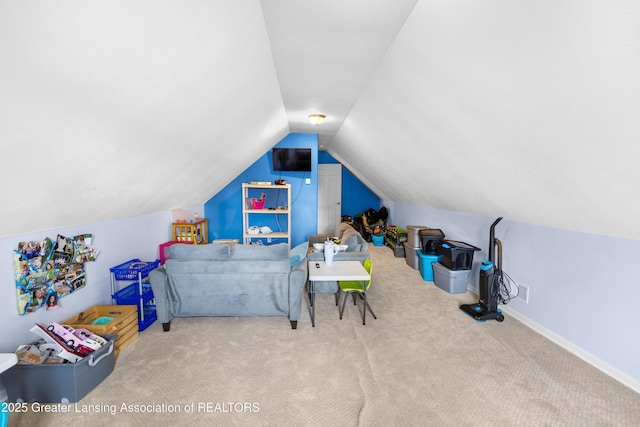 14747 Forest Hill Rd, Grand Ledge, MI 48837 - game room with carpet and vaulted ceiling