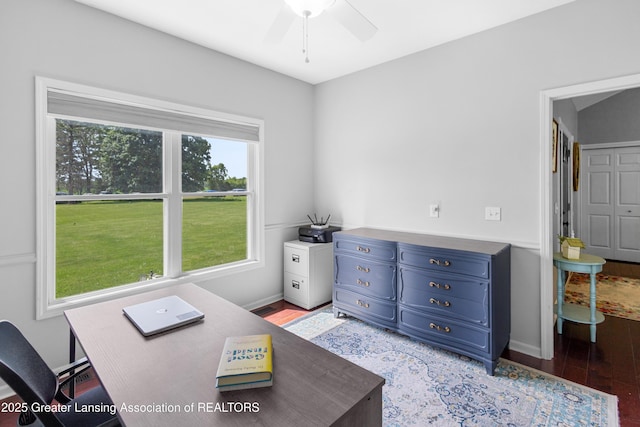 14747 Forest Hill Rd, Grand Ledge, MI 48837 - office with light wood-type flooring and a ceiling fan