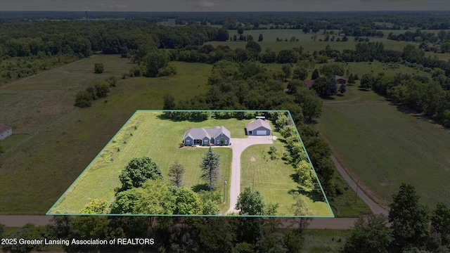 14747 Forest Hill Rd, Grand Ledge, MI 48837 - aerial view of sparsely populated area with property parcel outlined