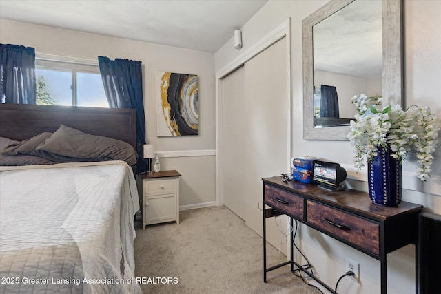 8713 Wintergreen St, Lansing, MI 48917 - bedroom featuring light carpet and a closet