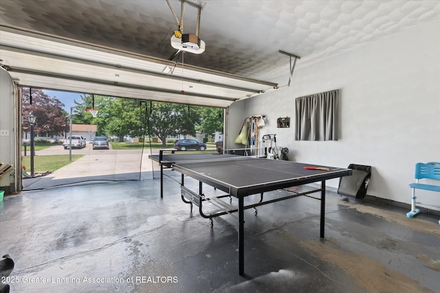 8713 Wintergreen St, Lansing, MI 48917 - rec room featuring concrete floors and a garage