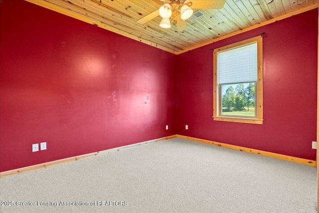 5159 E Pratt Rd, Saint Johns, MI 48879 - carpeted spare room with wood ceiling and ceiling fan