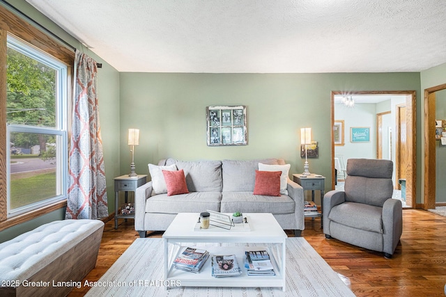 112 Ferry St, Corunna, MI 48817 - living area featuring wood finished floors and a textured ceiling