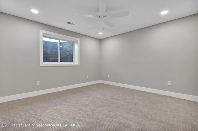 330 Vansickle Dr Unit 31, Charlotte, MI 48813 - carpeted empty room with a ceiling fan and recessed lighting