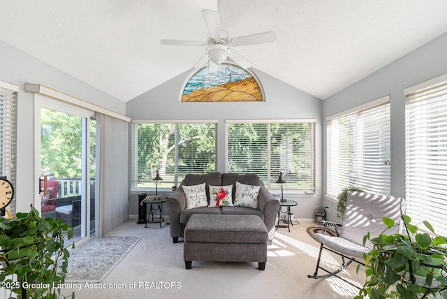 26 Aviemore Dr, Mason, MI 48854 - sunroom / solarium with carpet, vaulted ceiling, and plenty of natural light