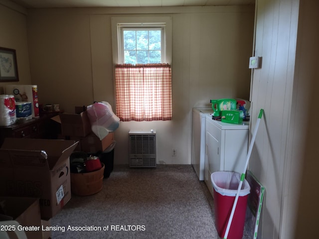 16711 Stark Rd, Springport, MI 49284 - laundry room featuring washing machine and clothes dryer and carpet