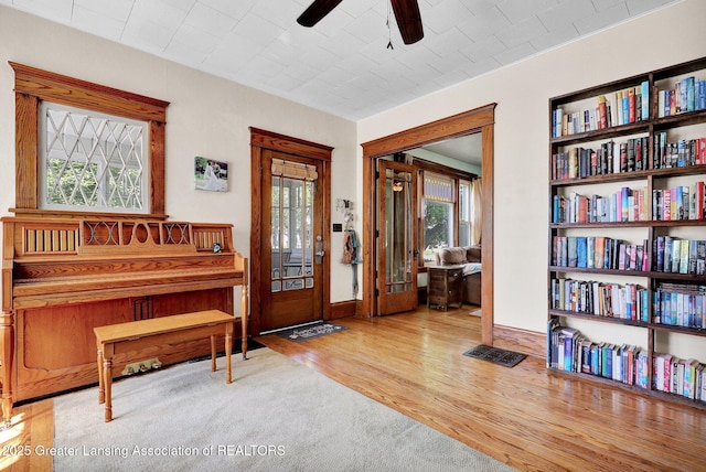 302 E State St, Saint Johns, MI 48879 - foyer featuring a ceiling fan and wood finished floors