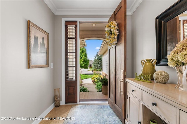 3537 Winborn Dr, Dewitt, MI 48820 - entryway featuring crown molding and baseboards