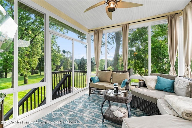 3537 Winborn Dr, Dewitt, MI 48820 - sunroom / solarium with ceiling fan and an outdoor hangout area