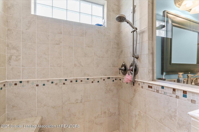 3537 Winborn Dr, Dewitt, MI 48820 - bathroom with a tile shower and healthy amount of natural light