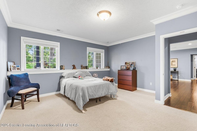 3537 Winborn Dr, Dewitt, MI 48820 - carpeted bedroom featuring crown molding and a textured ceiling