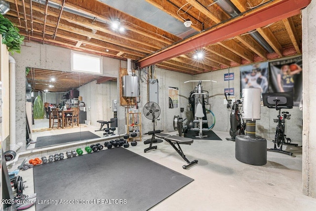 3537 Winborn Dr, Dewitt, MI 48820 - exercise room with tankless water heater