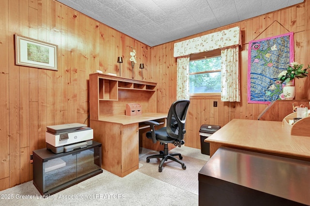 6716 Bunker Hill Dr, Lansing, MI 48906 - carpeted home office featuring wooden walls
