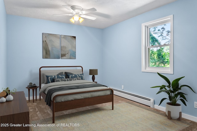 1337 Shepard St, Crystal, MI 48818 - bedroom with a baseboard heating unit and a ceiling fan