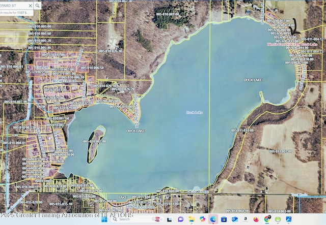 1337 Shepard St, Crystal, MI 48818 - aerial view of property's location with property parcel outlined
