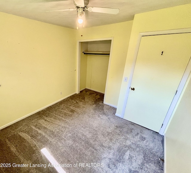1214 Otto Rd Unit R1, Charlotte, MI 48813 - unfurnished bedroom with carpet, a closet, and a ceiling fan