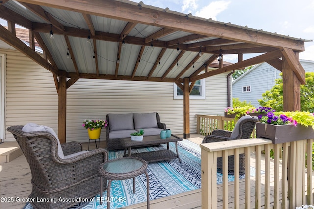 1220 Seymour St, Grand Ledge, MI 48837 - wooden terrace featuring an outdoor living space