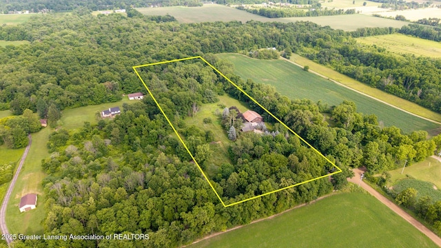3536 N Royston Rd, Potterville, MI 48876 - aerial view of sparsely populated area with property parcel outlined