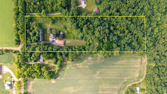 3536 N Royston Rd, Potterville, MI 48876 - aerial view of property's location featuring property boundaries highlighted