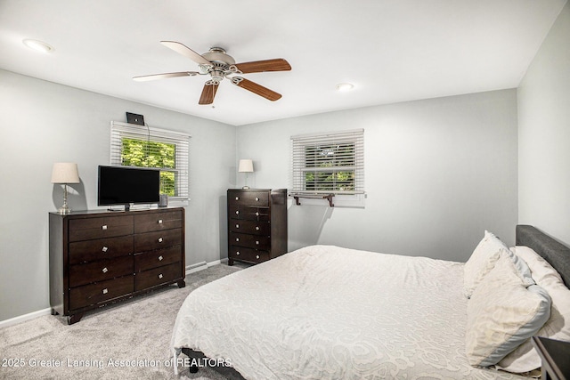 4326 Manitou Dr, Okemos, MI 48864 - bedroom with carpet, a ceiling fan, and recessed lighting