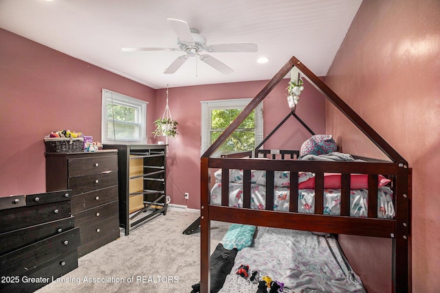 4326 Manitou Dr, Okemos, MI 48864 - bedroom featuring carpet, ceiling fan, and recessed lighting