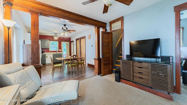 4461 Holt Rd, Holt, MI 48842 - living area with a ceiling fan and carpet floors