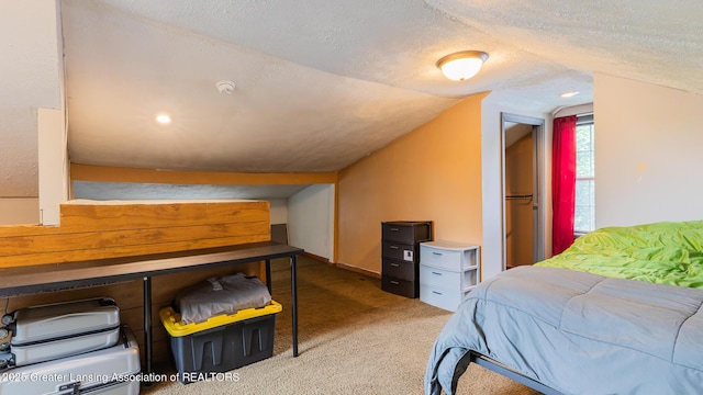 4461 Holt Rd, Holt, MI 48842 - carpeted bedroom featuring lofted ceiling and a textured ceiling