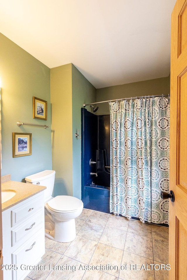 3536 Burkley Rd, Williamston, MI 48895 - bathroom featuring vanity, curtained shower, and tile patterned floors