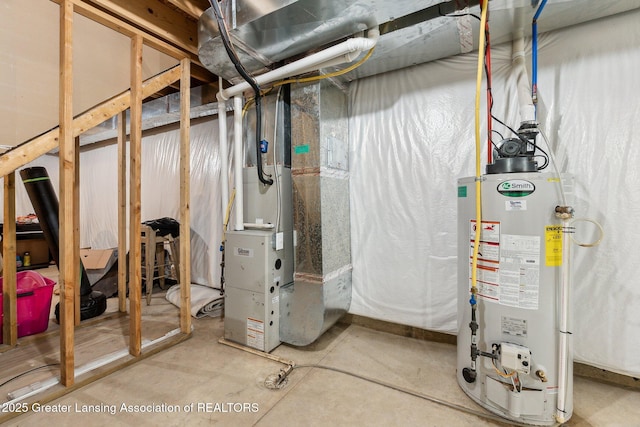 4930 N Campers Trl, Perrinton, MI 48871 - unfinished below grade area featuring gas water heater and heating unit