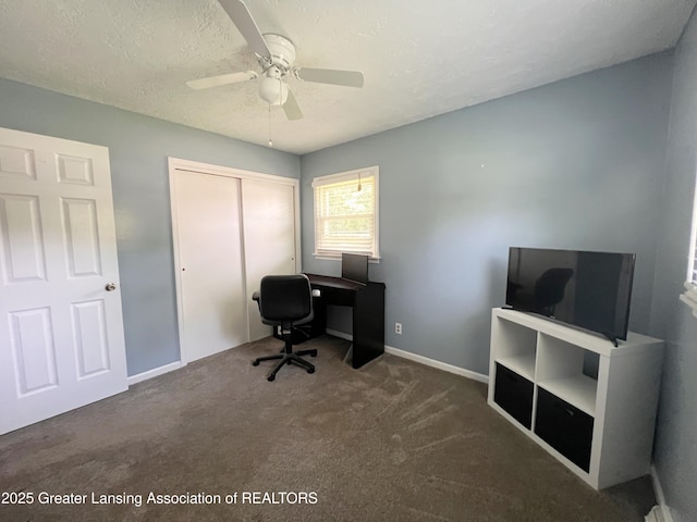 709 N Mead St, Saint Johns, MI 48879 - office space featuring carpet flooring, a ceiling fan, and a textured ceiling
