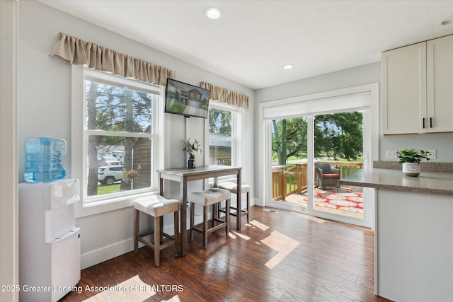 112 E Barber St, Ithaca, MI 48847 - dining space featuring plenty of natural light, wood finished floors, and recessed lighting