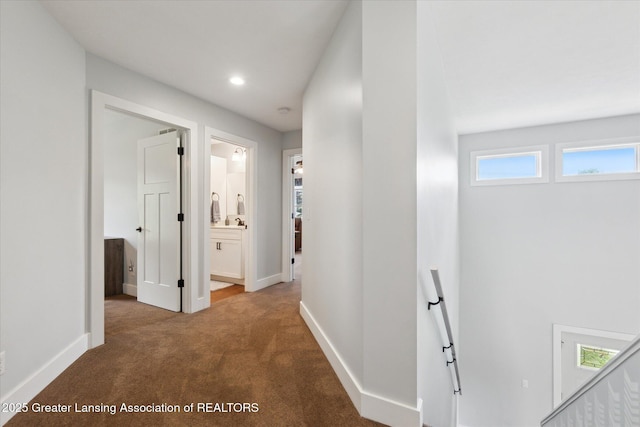 112 E Barber St, Ithaca, MI 48847 - hallway featuring carpet and recessed lighting