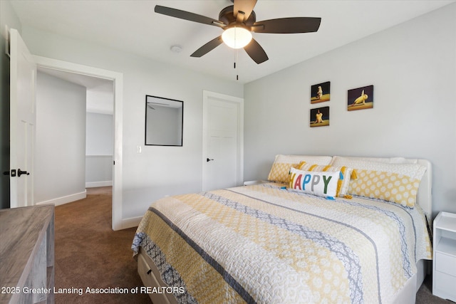 112 E Barber St, Ithaca, MI 48847 - carpeted bedroom with baseboards and a ceiling fan